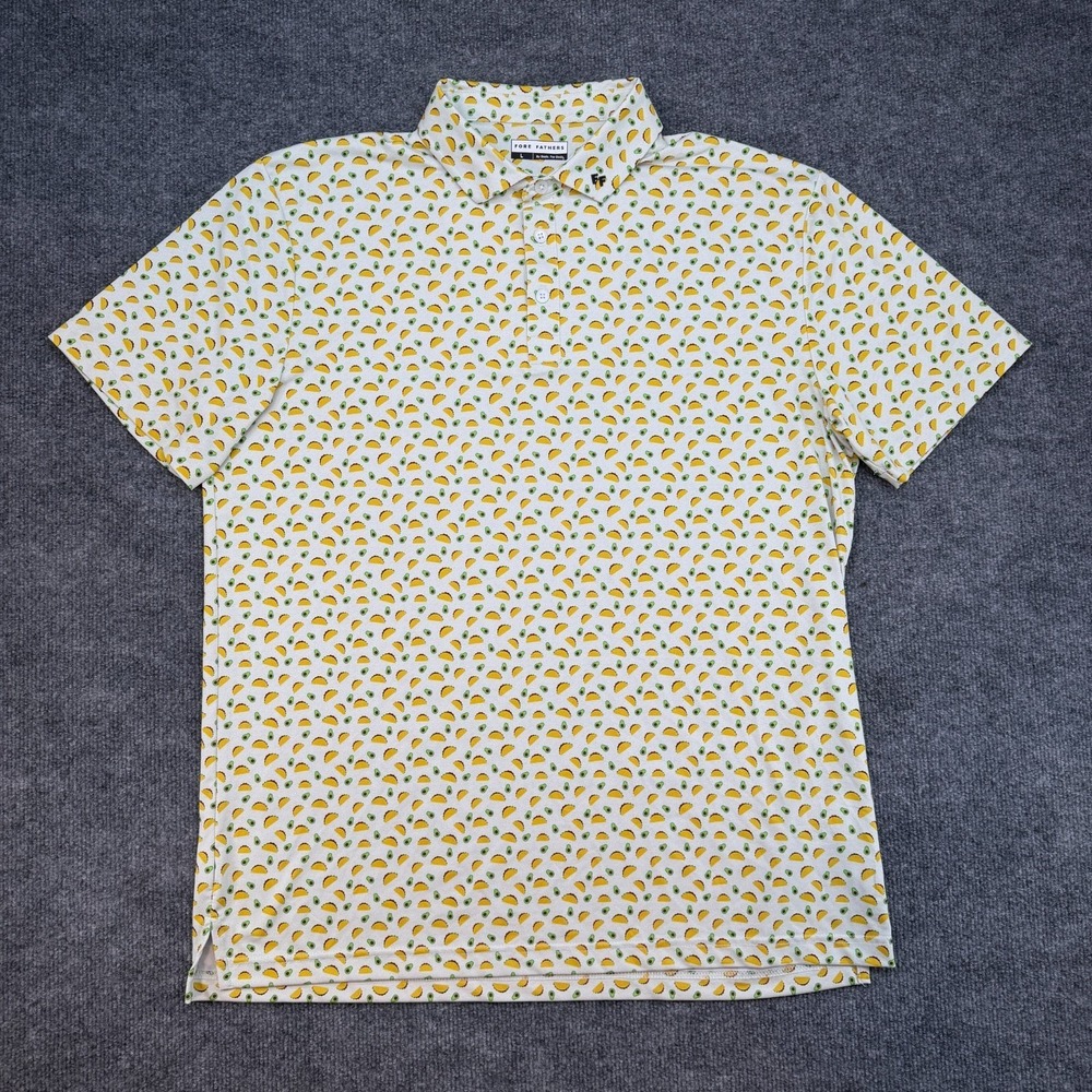 Fore Fathers Polo Shirt Mens Large Holy Guacamole Taco Athletic Fit Performance